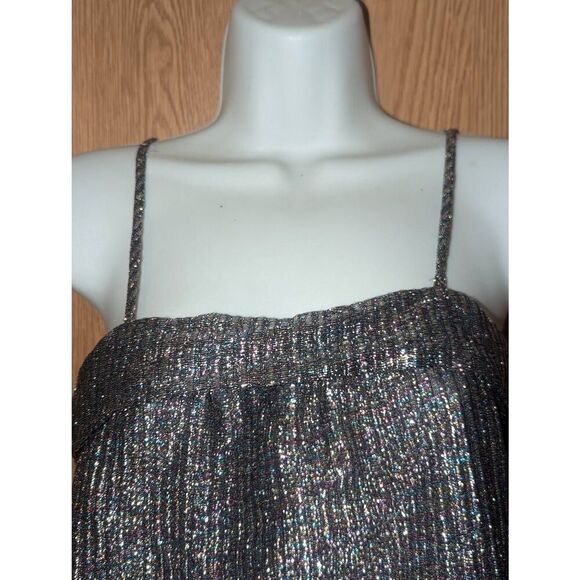 Vintage Union Made 1970s Disco Era Metallic Acetate Cami Crop Top - Picture 10 of 11